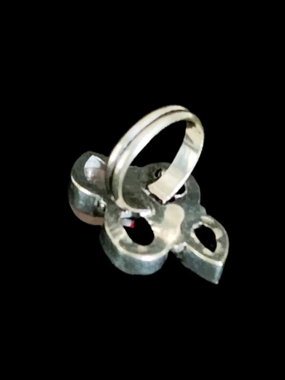 Vntg 90s Chunky Sterling Silver Multi-Stone Cluster Statement Cocktail Ring S-7
